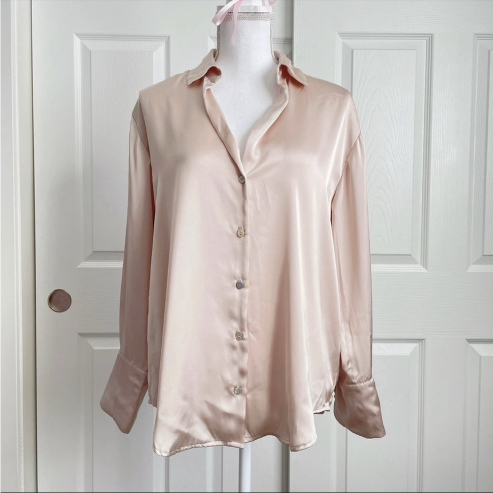Zara champagne silky blouse